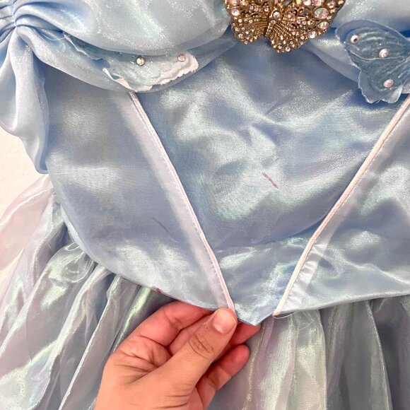 Disney Cinderella Costume Princess Dress Butterflies Girls Blue Size 4 - Picture 2 of 6